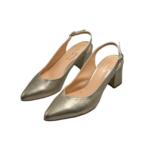 Χειροποίητες slingback γόβες μεσαίο τακούνι - Χρυσό - Image 2