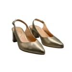 Χειροποίητες slingback γόβες μεσαίο τακούνι - Χρυσό - Image 3