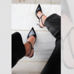 Χειροποίητες slingback γόβες λουστρίνι μαύρο - Zelios