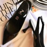 ZELIOS - Δερμάτινες Γόβες Slingback Λουστρίνι Μαύρο Z103
