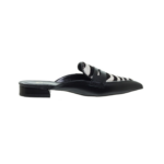 MOURTZI Zebra Animal Print Poniskyn Μαύρα Δερμάτινα Mules