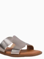 Oh My Sandals Δερμάτινα γυναικεία Πέδιλα - Πλατίνα 5327 - Image 5