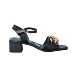 Οh My Sandals – Γυναικεία Δερμάτινα Πέδιλα Μαύρο Με Χρυσή Λεπτομέρεια 5354