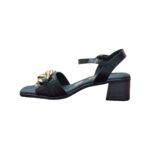 Οh My Sandals – Γυναικεία Δερμάτινα Πέδιλα Μαύρο Με Χρυσή Λεπτομέρεια 5354 - Image 2