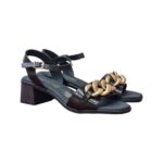 Οh My Sandals – Γυναικεία Δερμάτινα Πέδιλα Μαύρο Με Χρυσή Λεπτομέρεια 5354 - Image 4
