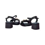 Οh My Sandals – Γυναικεία Δερμάτινα Πέδιλα Μαύρο Με Χρυσή Λεπτομέρεια 5354 - Image 5