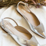 Dansi - Slingbacks Flat Mules Μυτερά Silver Στράς Τρίγωνο 6320