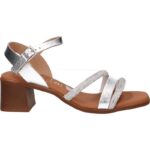 Oh My Sandals 5614 Δερμάτινα Γυναικεία Πέδιλα Σε Ασημί Χρώμα