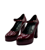 Zelios Bordeaux Δερμάτινες Γόβες Mary Jane με Λουράκι - Image 6