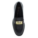 Mourtzi Δερμάτινα Γυναικεία Loafers σε Μαύρο Χρώμα με Χρυσή Λεπτομέρεια - Image 3