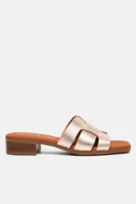 Γυναικείο Δερμάτινο Πέδιλο Oh My Sandals 5343 – Χρυσό Μεταλλικό - Image 4