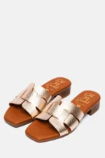 Γυναικείο Δερμάτινο Πέδιλο Oh My Sandals 5343 – Χρυσό Μεταλλικό - Image 2