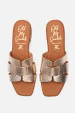 Γυναικείο Δερμάτινο Πέδιλο Oh My Sandals 5343 – Χρυσό Μεταλλικό - Image 3