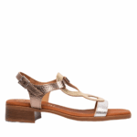 Γυναικείο Δερμάτινο Πέδιλο Oh My Sandals 5345 - Μεταλλικό Χρυσό Και Ασημί