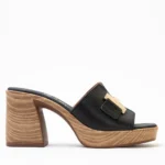 Γυναικεία Δερμάτινα Mules Oh My Sandals 5635 με Χρυσή Λεπτομέρεια – Μαύρα