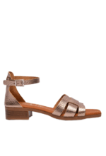 OH MY SANDALS 5601 – Χάλκινο Δερμάτινο Σανδάλι με Χαμηλό Τακούνι