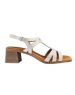 OH MY SANDALS 5615 – Λευκό Δερμάτινο Πέδιλο με Τ-Bar Σχέδιο και Μεσαίο Τακούνι - Image 4