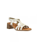 OH MY SANDALS 5615 – Λευκό Δερμάτινο Πέδιλο με Τ-Bar Σχέδιο και Μεσαίο Τακούνι - Image 3