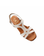 OH MY SANDALS 5615 – Λευκό Δερμάτινο Πέδιλο με Τ-Bar Σχέδιο και Μεσαίο Τακούνι - Image 2