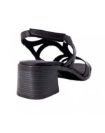 OH MY SANDALS 5615 – Μαύρο Δερμάτινο Πέδιλο με T-bar Σχέδιο και Μεσαίο Τακούνι - Image 3
