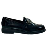 Christies Shoes Γυναικεία Loafers Μαύρα Λουστρίνι με Διακοσμητική Αγγράφα