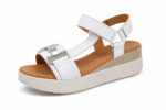 Oh My Sandals 5961 Γυναικεία Πλατφόρμα Σε Λευκό με Μεταλλική Αγκράφα - Image 4