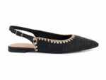 Marquiz 333-278 Γυναικεία Slingback Μπαλαρίνα με Ψάθινη Υφή Σε Μαύρο