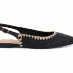 Marquiz 333-278 Γυναικεία Slingback Μπαλαρίνα με Ψάθινη Υφή Σε Μαύρο