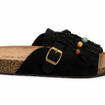 Bella Star 2072 Γυναικεία Ανατομικά Flatforms Boho Mε Κρόσσια Σε Μαύρο Sued