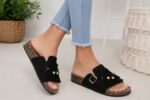 Bella Star 2072 Γυναικεία Ανατομικά Flatforms Boho Mε Κρόσσια Σε Μαύρο Sued - Image 4